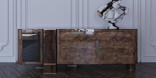 Casa Padrino Luxus Sideboard mit 3 T�ren Braun / Messing 230 cm