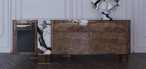 Casa Padrino Luxus Sideboard Braun / Wei� / Schwarz / Messing 230 cm