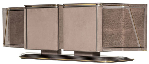 Casa Padrino Luxus Sideboard Grau / Gold 251 x 50 x H. 86 cm - Massivholz Schrank mit 4 T�ren - Luxus M�bel - Hotel M�bel - Luxus Einrichtung