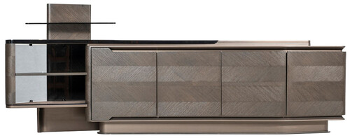 Casa Padrino Luxus Sideboard Dunkelbraun / Bronze / Schwarz 260,8 x 57,3 x H. 90,3 cm - Massivholz Schrank mit 4 T�ren - Hotel M�bel - Luxus M�bel - Luxus Qualit�t