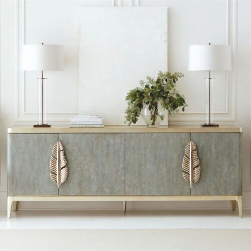 Casa Padrino Luxus Sideboard Graublau / Gold 229 cm - Luxus Hotel M�bel