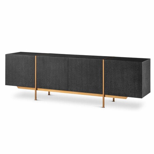 Casa Padrino Luxus Sideboard Schwarzgrau / Messing 225,5 cm - Luxus M�bel