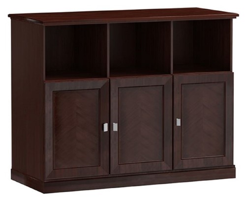 Casa Padrino Luxus Schrank mit 3 T�ren Dunkelbraun / Silber 140 x 44,2 x H. 119,8 cm - Luxus M�bel