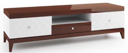 Casa Padrino Luxus Sideboard mit 3 Schubladen Wei� / Hochglanz Braun 171,4 x 45 x H. 49 cm - Wohnzimmerm�bel