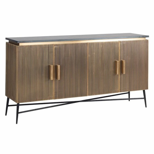Casa Padrino Luxus Sideboard mit 4 T�ren und Marmorplatte Gold / Schwarz 160 cm - Luxus M�bel - Luxus Interior