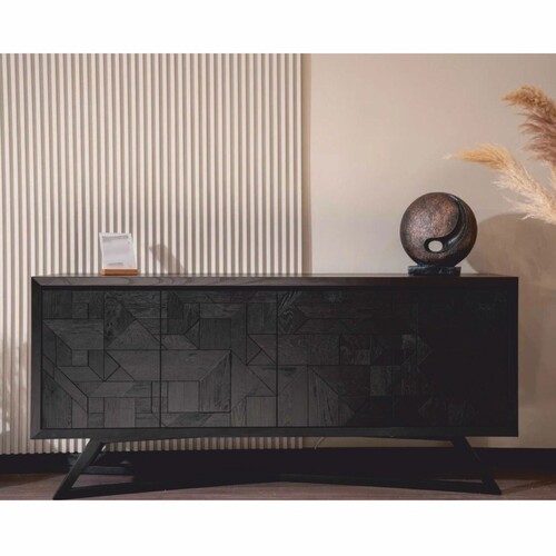 Casa Padrino Luxus Sideboard mit 4 T�ren Schwarz 205 cm - Luxus M�bel