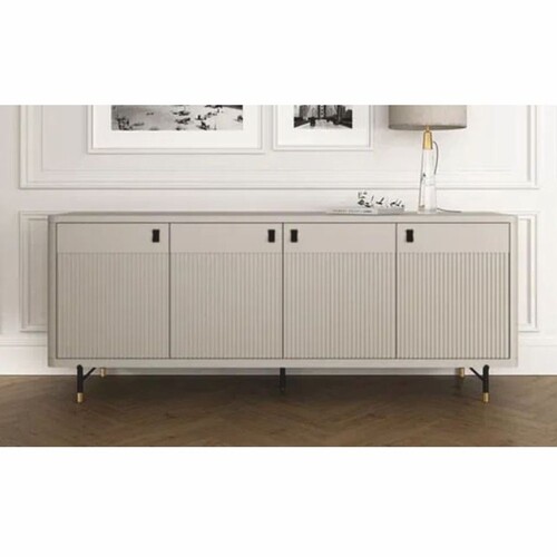 Casa Padrino Luxus Sideboard mit 4 T�ren Grau / Schwarz / Gold 220 cm