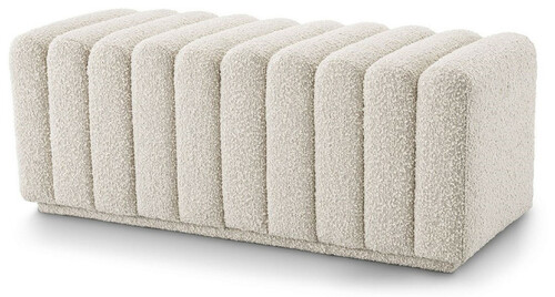 Casa Padrino Luxus Sitzbank Cremefarben 116 x 47 x H. 46 cm - Gepolsterte Wohnzimmer Bank - Wohnzimmer M�bel - Hotel M�bel - Luxus M�bel