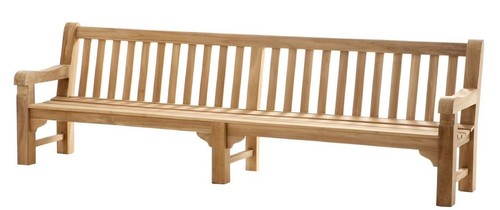 Casa Padrino Luxus Teakholz Sitzbank / Gartenbank Naturfarben 300 x 69 x H. 95 cm - Massivholz Bank - Gartenm�bel - Teakholz M�bel - Luxus Qualit�t