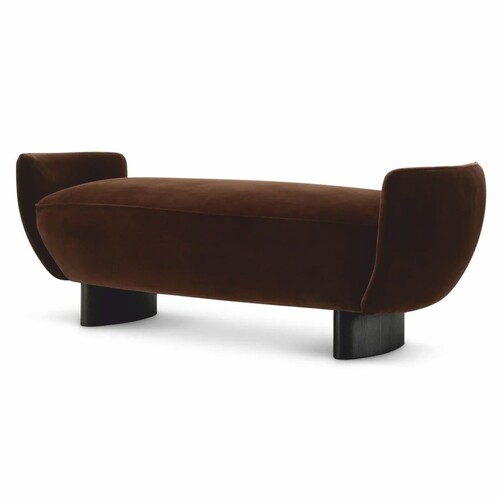 Casa Padrino Luxus Samt Sitzbank Braun / Schwarz 151 cm - Luxus Hotel Mbel