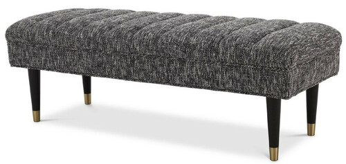 Casa Padrino Luxus Sitzbank Schwarz / Messingfarben 134 x 50 x H. 45 cm - Gepolsterte Massivholz Bank - Wohnzimmer M�bel - Hotel M�bel - Luxus Kollektion