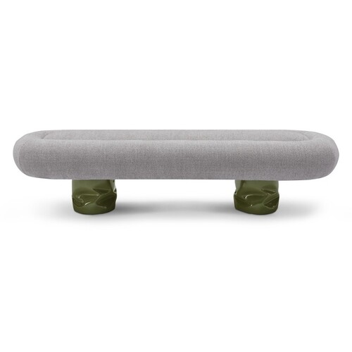 Casa Padrino Luxus Sitzbank Khaki 168 x 52 x H. 41 cm - Sitzbank mit Stoffbezug - Moderne Flur M�bel - Luxus Qualit�t