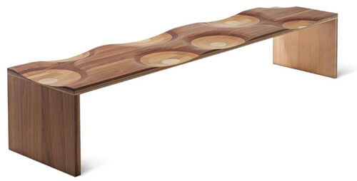 Casa Padrino Luxus Sitzbank Braun / Naturfarben 200 cm - Made in Italy