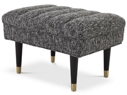 Casa Padrino Luxus Sitzbank Schwarz / Messingfarben 68 x 50 x H. 45 cm - Gepolsterte Massivholz Bank - Wohnzimmer M�bel - Hotel M�bel - Luxus Kollektion