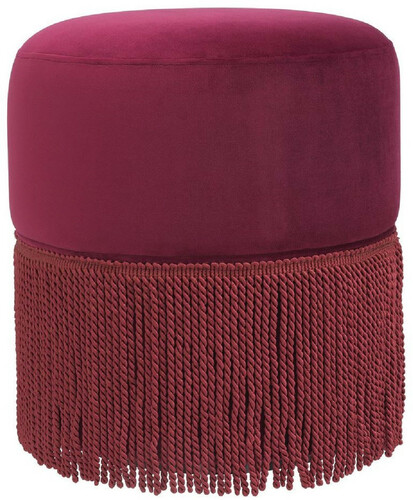 Casa Padrino Luxus Samt Sitzhocker Bordeauxrot  40 x H. 47 cm - Runder Hocker - Rundhocker - Luxus Wohnzimmer M�bel