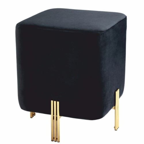 Casa Padrino Luxus Samt Hocker Schwarz / Messing H. 45 cm - Luxus M�bel