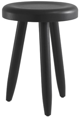 Casa Padrino Luxus Sitzhocker Schwarz  31 x H. 45 cm - Massivholz Hocker - Runder Mindi Holz Sitzhocker - Luxus M�bel