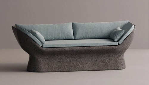 Casa Padrino Luxus Sofa Hellblau / Anthrazit 200 cm - Wetterfestes Beton Sofa