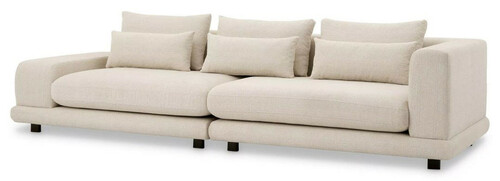 Casa Padrino Luxus Sofa Beige / Schwarz 285 x 106 x H. 66 cm - Wohnzimmer Sofa mit Kissen - Wohnzimmer M�bel - Luxus M�bel - Wohnzimmer Einrichtung - Luxus Einrichtung - Luxus Qualit�t