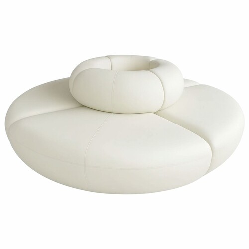 Casa Padrino Luxus Sofa Creme  340 x H. 72 cm - Rundes Modulares Kunstleder Sofa