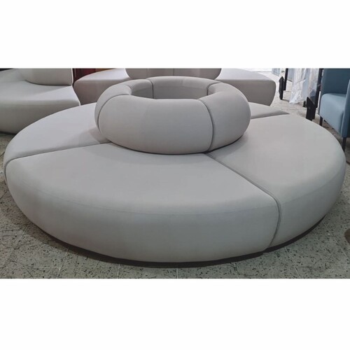 Casa Padrino Luxus Sofa Grau  240 x H. 72 cm - Rundes Modulares Samt Sofa