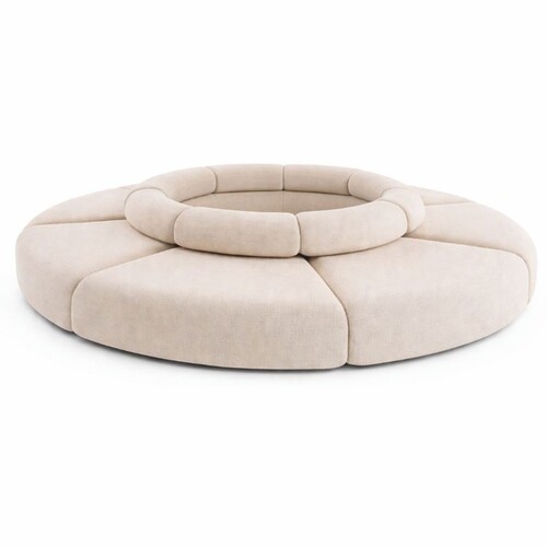 Casa Padrino Luxus Sofa Beige  340 cm - Rundes Modulares Sofa - Luxus M�bel