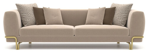 Casa Padrino Luxus Sofa Hellbraun / Messing 300 x 100 x H. 75 cm - Wohnzimmer Sofa - Hotel Sofa - Wohnzimmer M�bel - Hotel M�bel - Luxus M�bel - Luxus Einrichtung