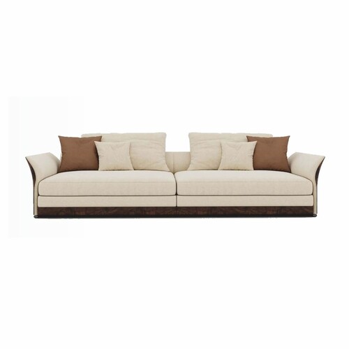 Casa Padrino Luxus Sofa Creme / Dunkelbraun 215 cm - Wohnzimmer & Hotel M�bel