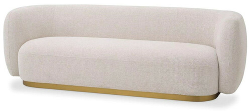 Casa Padrino Luxus Sofa Creme / Messing 223 x 96 x H. 71 cm - Wohnzimmer Sofa - Hotel Sofa - Wohnzimmer M�bel - Hotel M�bel - Luxus M�bel - Luxus Einrichtung - Wohnzimmer Einrichtung