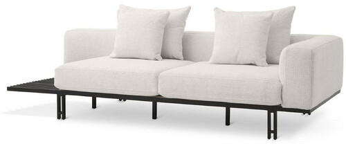 Casa Padrino Luxus Sofa Creme / Bronze 233 x 104 x H. 60,5 cm - Modernes Wohnzimmer Sofa Rechte Seite - Hotel Sofa - Luxus Qualit�t