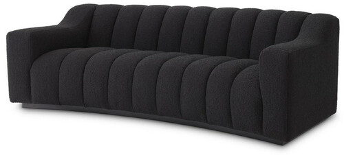 Casa Padrino Luxus Sofa Schwarz 234 x 96 x H. 76,5 cm - Leicht gebogenes Wohnzimmer Sofa - Hotel Sofa - Luxus Qualit�t