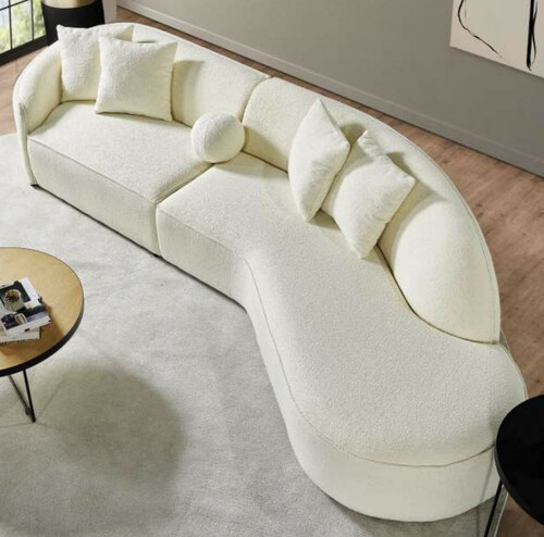 Casa Padrino Luxus Sofa Creme 340 x H. 95 cm - Gebogenes Wohnzimmer Sofa - Hotel Sofa - Wohnzimmer M�bel - Hotel M�bel - Luxus M�bel - Luxus Einrichtung - Wohnzimmer Einrichtung