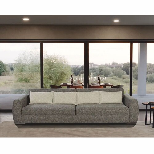 Casa Padrino Luxus Sofa Grau / Schwarz 337 cm - Luxus Wohnzimmer & Hotel M�bel