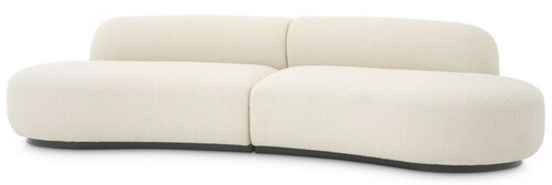 Casa Padrino Luxus Sofa Cremefarben / Schwarz 300 x 97 x H. 69 cm - Gebogenes Wohnzimmer Sofa - Wohnzimmer M�bel - Luxus Kollektion