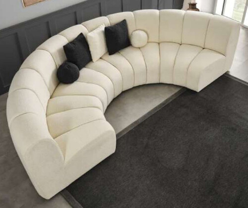 Casa Padrino Luxus Sofa Elfenbein 330 x 170 x H. 76 cm - Gebogenes Wohnzimmer Sofa - Halbrundes Sofa - Wohnzimmer M�bel - Hotel M�bel - Luxus M�bel - Luxus Einrichtung - Wohnzimmer Einrichtung