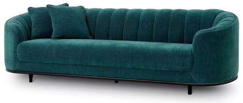 Casa Padrino Luxus Sofa Gr�n / Schwarz 240 x 96 x H. 74,5 cm - Wohnzimmer Sofa mit 2 Kissen - Wohnzimmer M�bel - Luxus M�bel - Wohnzimmer Einrichtung - Luxus Einrichtung - Luxus Qualit�t