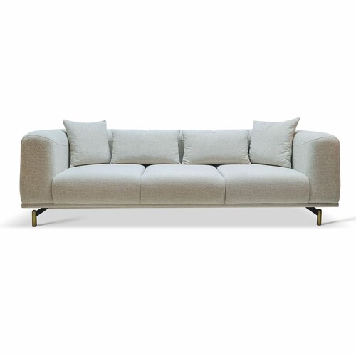 Casa Padrino Luxus Sofa Grau / Messing 240 cm - Wohnzimmer & Hotel Interior