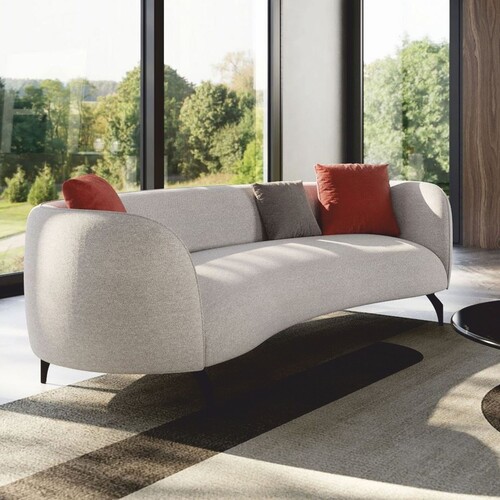 Casa Padrino Luxus Sofa Hellgrau / Schwarz 240 cm - Luxus Wohnzimmer & Hotel M�bel