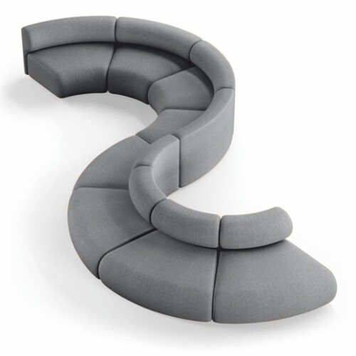 Casa Padrino Luxus Sofa Grau 590 cm - Gebogenes Modulares 8 Teiliges Sofa - Hotel M�bel