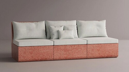Casa Padrino Luxus Sofa Wei� / Rot 240 cm - Modulares Wetterfestes Beton Sofa