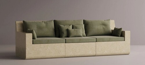 Casa Padrino Luxus Sofa Gr�n / Creme 270 cm - Modulares Wetterfestes Beton Sofa