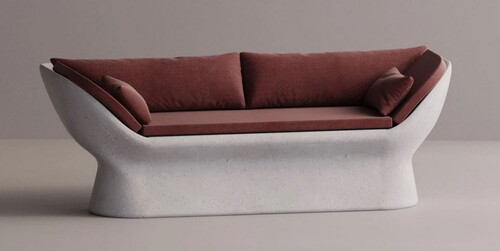 Casa Padrino Luxus Sofa Rot / Wei� 200 cm - Wetterfestes Beton Sofa