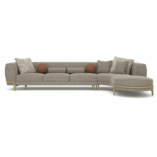 Casa Padrino Luxus Ecksofa Grau / Messing 390 cm - Wohnzimmer & Hotel M�bel