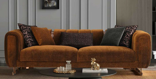 Casa Padrino Luxus Sofa Braun / Kupfer 240 x 100 x H. 60 cm - Wohnzimmer Sofa - Hotel Sofa - Wohnzimmer M�bel - Hotel M�bel - Luxus M�bel - Luxus Einrichtung