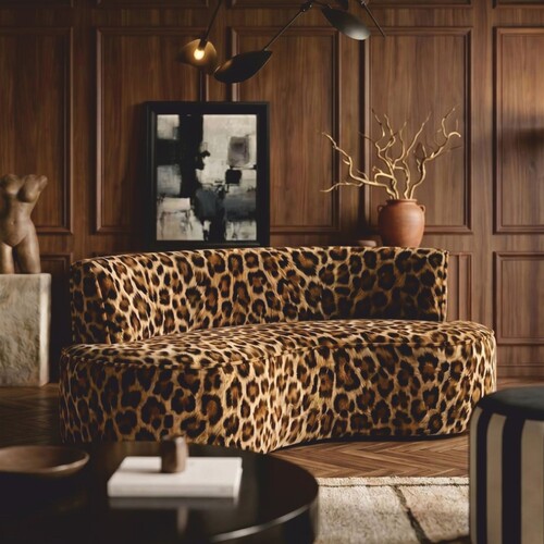Casa Padrino Luxus Samt Sofa mit Leoparden Design 180 cm - Wohnzimmer & Hotel M�bel