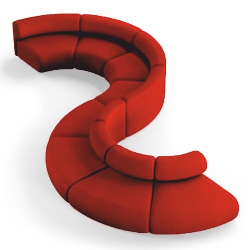 Casa Padrino Luxus Sofa Rot 590 cm - Gebogenes Modulares 8 Teiliges Sofa - Hotel M�bel