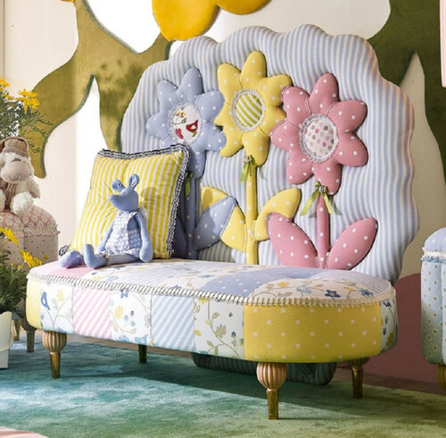 Casa Padrino Luxus Kindersofa Sonnenblumen Bunt - Kinderzimmer Sofa - Kinderzimmer M�bel - Erstklassische Qualit�t - Made in Italy