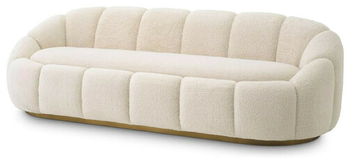 Casa Padrino Luxus Sofa Creme / Messing 230 x 80 x H. 71 cm - Wohnzimmer & Hotel Sofa - Wohnzimmer & Hotel M�bel - Luxus Qualit�t