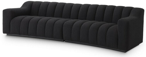 Casa Padrino Luxus Sofa Schwarz 300 x 100 x H. 78,5 cm - Leicht gebogenes Wohnzimmer Sofa - Hotel Sofa - Luxus Qualit�t