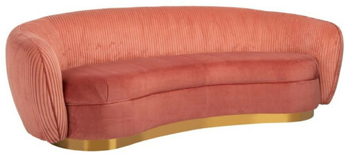 Casa Padrino Luxus Sofa Rosa / Gold 221 x 98 x H. 72 cm - Gebogenes Wohnzimmer Sofa - Wohnzimmer M�bel - Wohnzimmer Einrichtung - Luxus M�bel - Luxus Einrichtung - M�bel Luxus